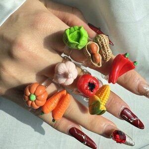 Fashion Jewelry Colorful Vegetable Ring Set